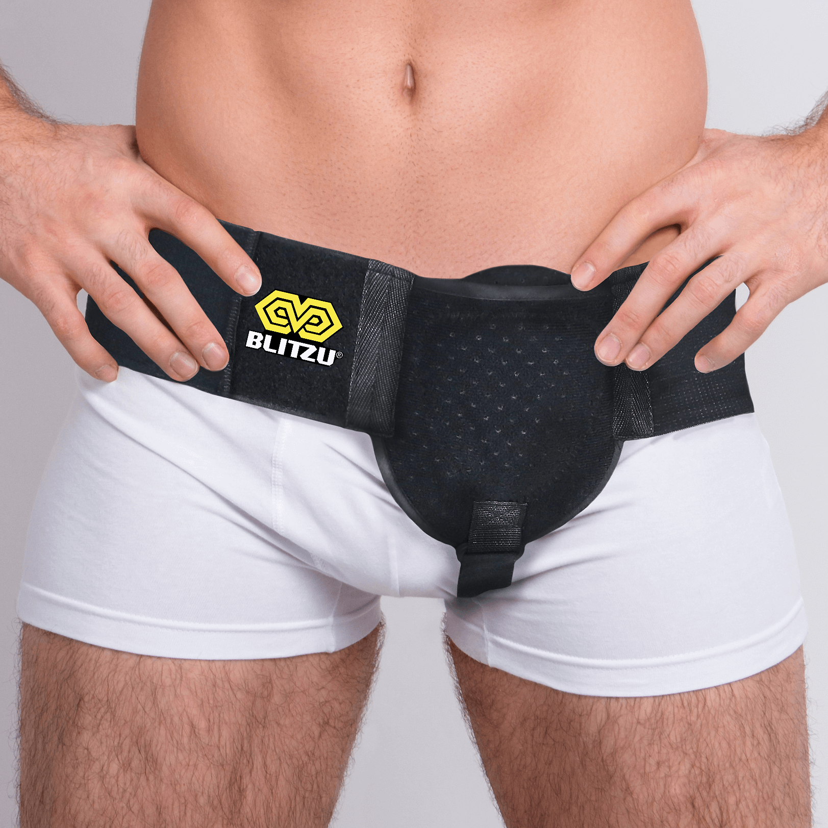 BraceAbility Inguinal Hernia Belt - Supportive Groin Pain Truss With  Removable Left and Right Compression Pads For Pre or Post-Surgical Scrotal