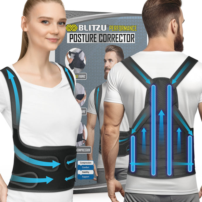 BLITZU Back Brace Posture Corrector for Women and Men. Shoulder Straightener, Adjustable Full Back Support. Upper and Lower Back Pain Relief for Neck Hump, Scoliosis, Spine & Hunchback Correction